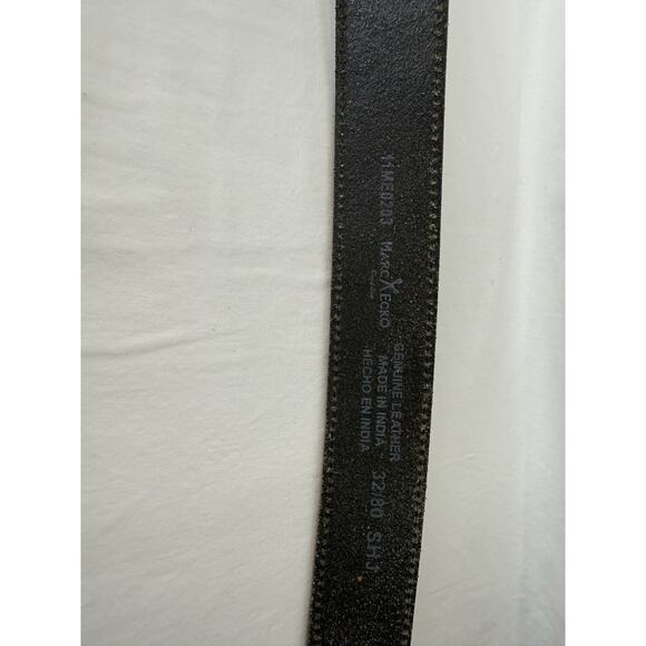 Marc Ecko Brown Leather Skull Belt White Stitching Men’s Size 32 - Picture 9 of 11